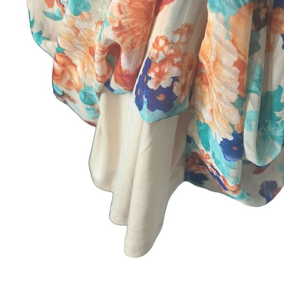 Pink Owl Woman’s Summer Lightweight Spaghetti Strap Floral Cream Dress- Size L - Picture 9 of 12